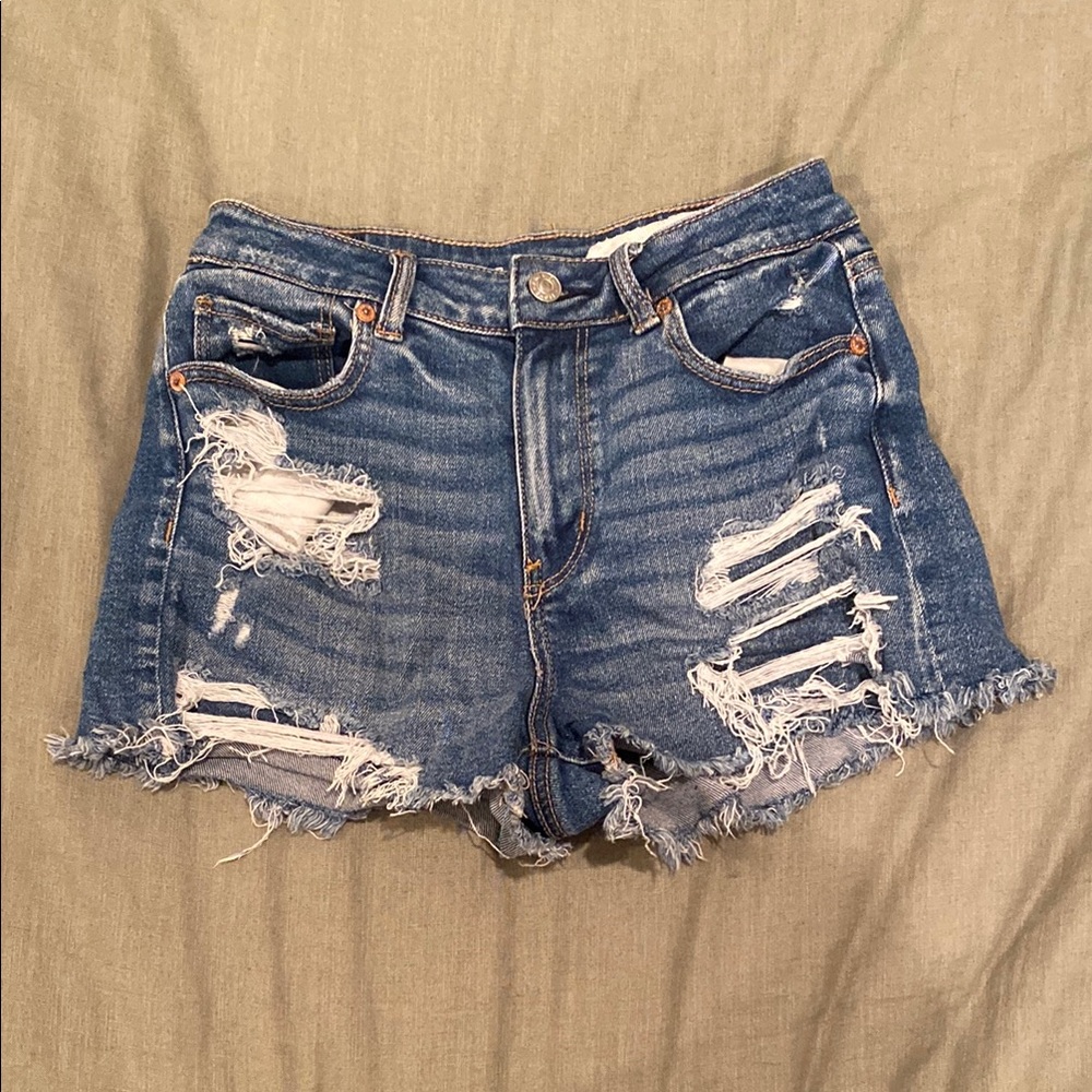 Distressed Blue Denim Shorts